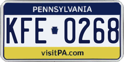 PA license plate KFE0268