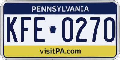 PA license plate KFE0270