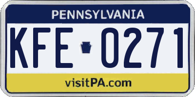 PA license plate KFE0271