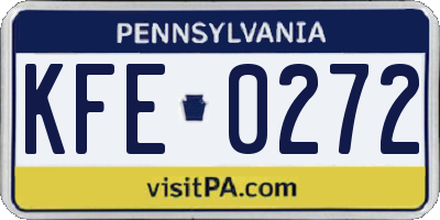 PA license plate KFE0272