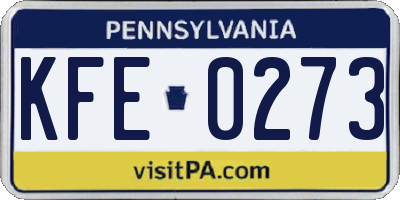 PA license plate KFE0273