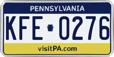 PA license plate KFE0276
