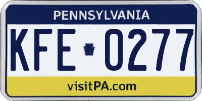 PA license plate KFE0277