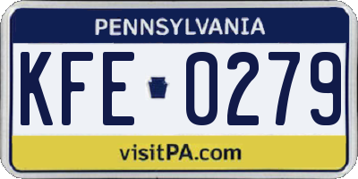 PA license plate KFE0279