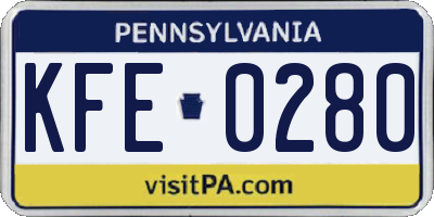 PA license plate KFE0280