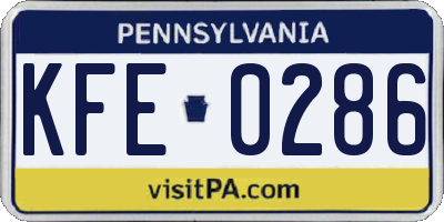 PA license plate KFE0286