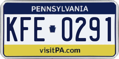 PA license plate KFE0291