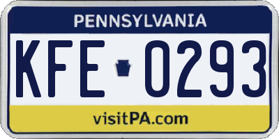 PA license plate KFE0293