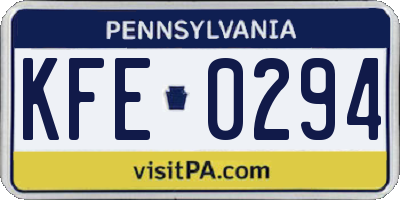 PA license plate KFE0294