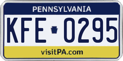 PA license plate KFE0295