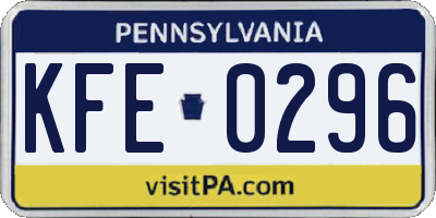 PA license plate KFE0296