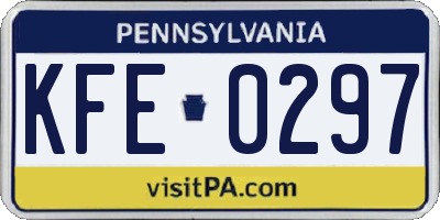 PA license plate KFE0297