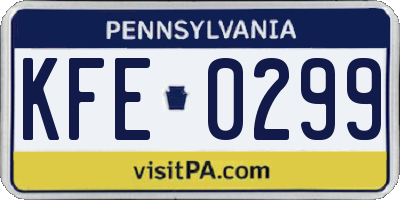 PA license plate KFE0299