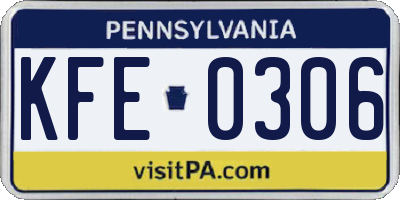 PA license plate KFE0306