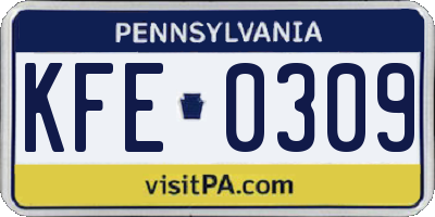 PA license plate KFE0309