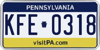 PA license plate KFE0318