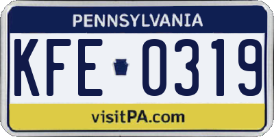 PA license plate KFE0319
