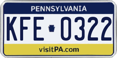 PA license plate KFE0322