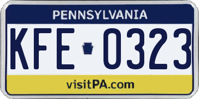 PA license plate KFE0323