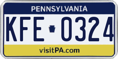 PA license plate KFE0324