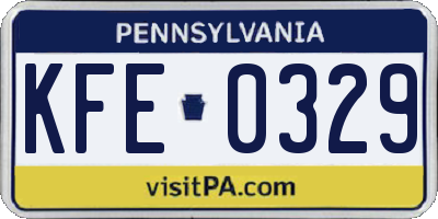 PA license plate KFE0329
