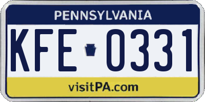 PA license plate KFE0331