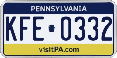PA license plate KFE0332