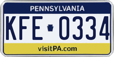 PA license plate KFE0334