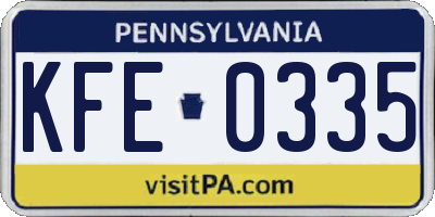 PA license plate KFE0335