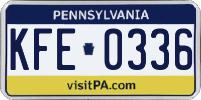 PA license plate KFE0336