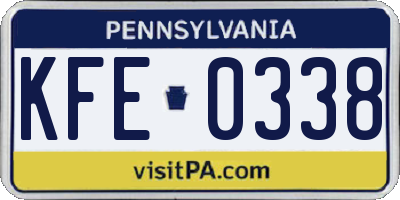 PA license plate KFE0338