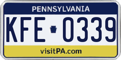 PA license plate KFE0339