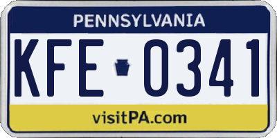 PA license plate KFE0341