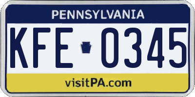 PA license plate KFE0345