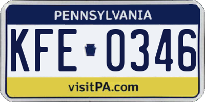 PA license plate KFE0346