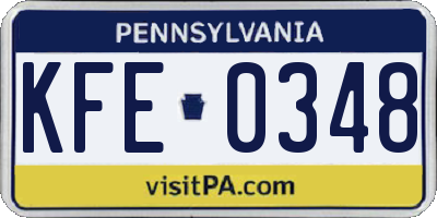 PA license plate KFE0348