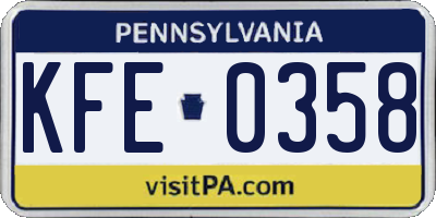 PA license plate KFE0358