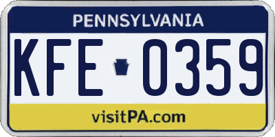 PA license plate KFE0359