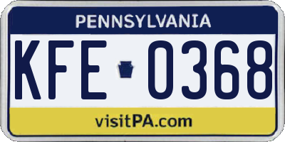 PA license plate KFE0368