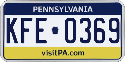 PA license plate KFE0369