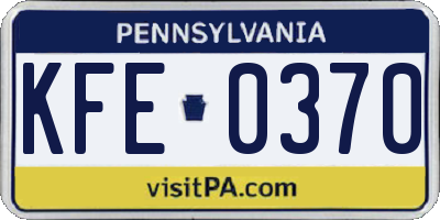 PA license plate KFE0370