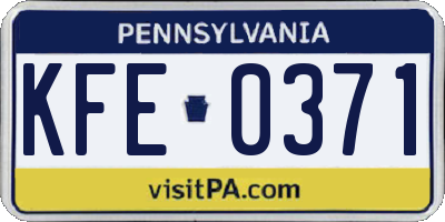 PA license plate KFE0371