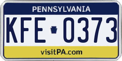 PA license plate KFE0373