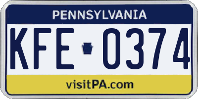 PA license plate KFE0374