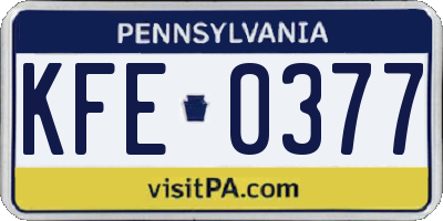PA license plate KFE0377