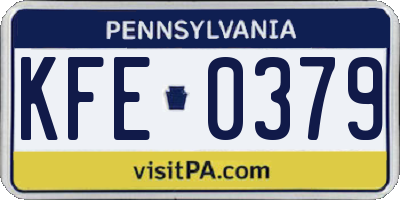 PA license plate KFE0379