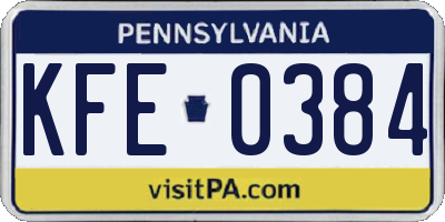 PA license plate KFE0384