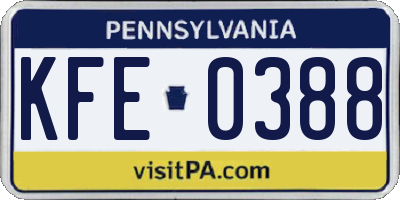 PA license plate KFE0388