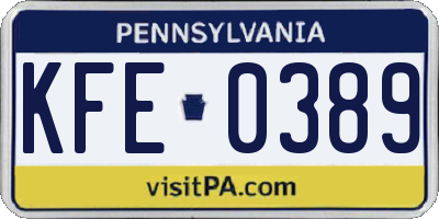 PA license plate KFE0389
