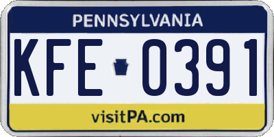 PA license plate KFE0391